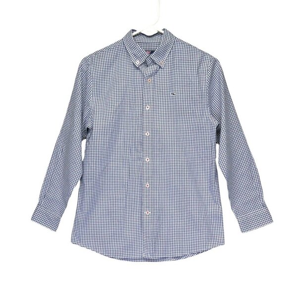 Vineyard Vines Whale Shirt Boys‎ M 12-14 Checkered Long Sleeve Button Down Youth - Picture 1 of 12